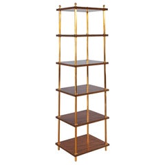 Etagere Bookcase Shelving Unit in Walnut and Metal