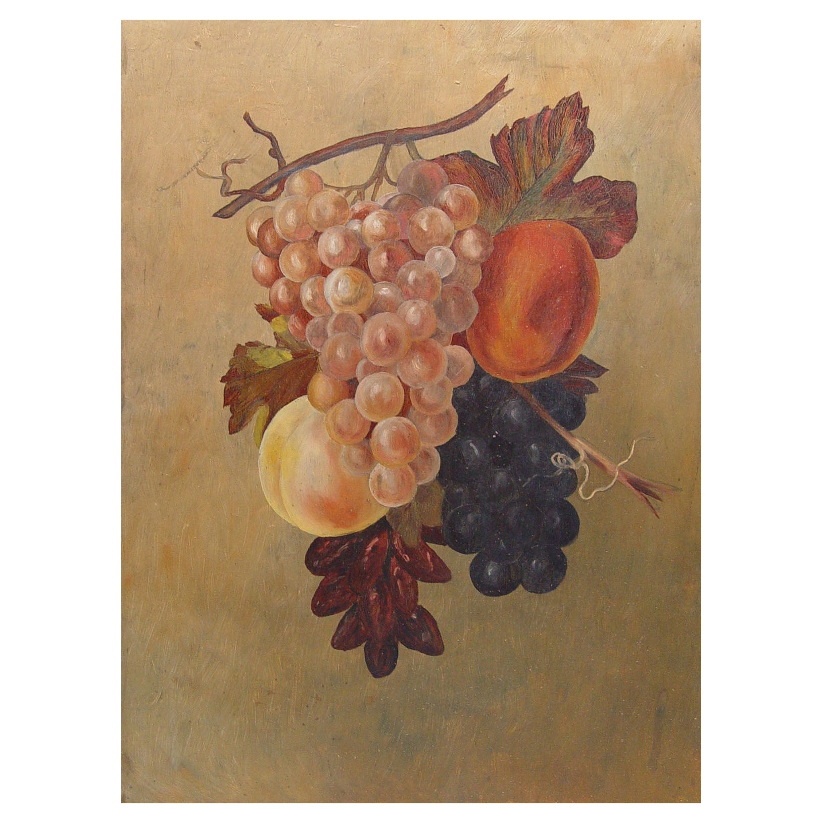 1890s Grapes & Peaches Painting