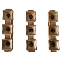 Used Brown Ceramic Set of 3 Sconces by Pan Leuchten, 1970s, Germany