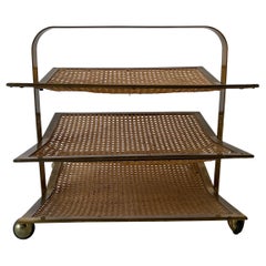 Vintage Wicker - Brass Wonderful Luxury Magazine Rack with 3 Shelf, 1960s, Italy