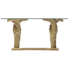 Art Deco Serge Roche Style Palm Leaf Console Lacquered in Almond Latte c. 1980