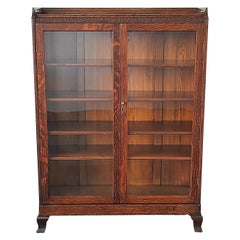 Antique Tiger Oak Glass Curio Cabinet by Rockford Chair & Furniture Co.