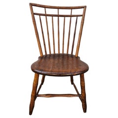 19th Century Early American Elm Windsor Plank Chair