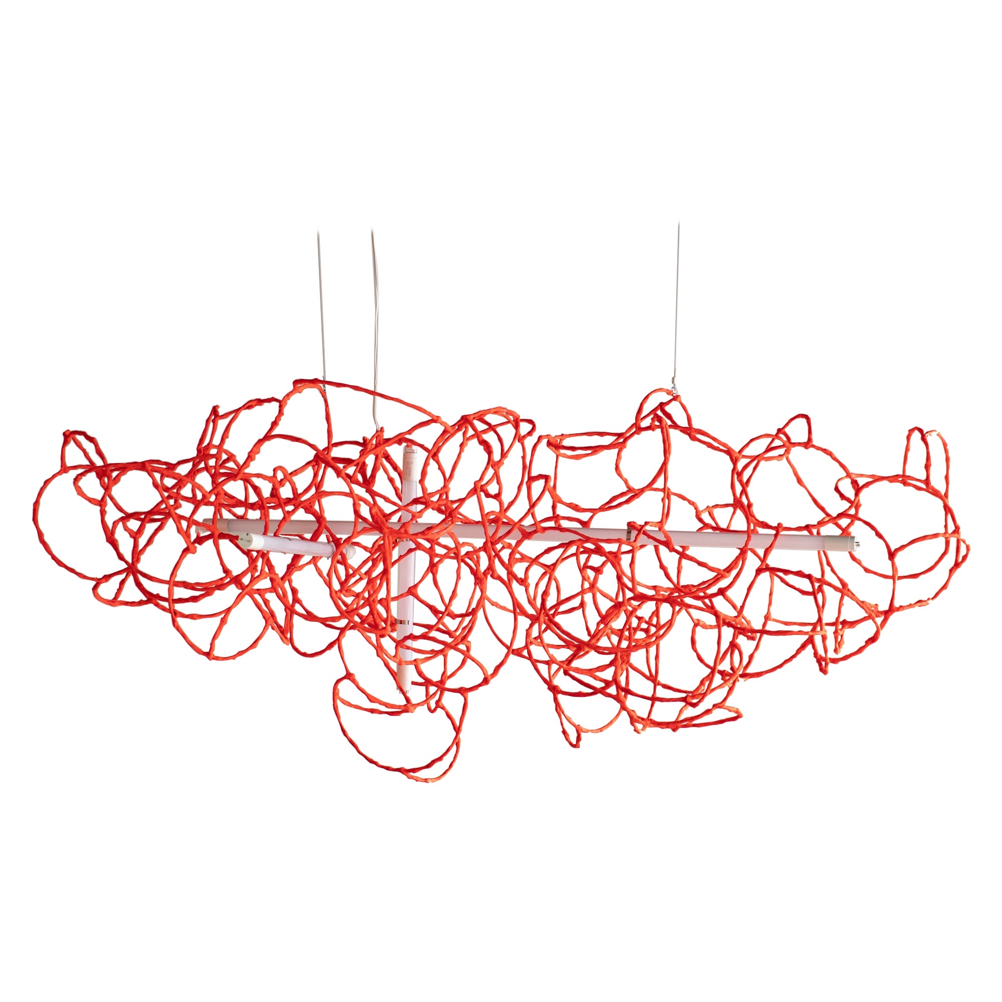Bulge Lines-Kronleuchter, rot Norihiko Terayama, Skulpturale Lampe