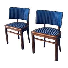 Used Art Deco Curved Back Side Chair Set, France 1930's