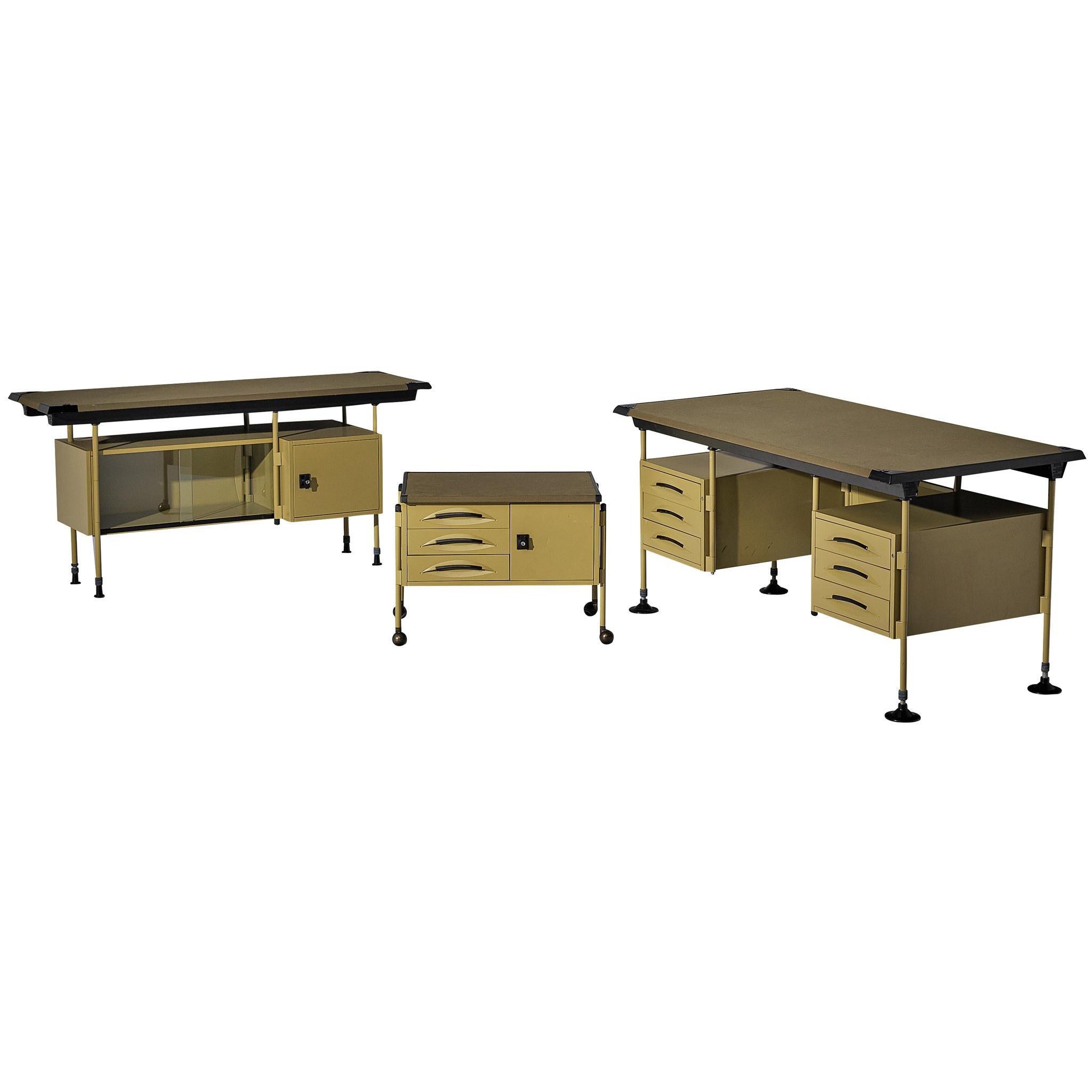 Studio BBPR for Olivetti 'Spazio' Set with Desk, Sideboard and Table  For Sale