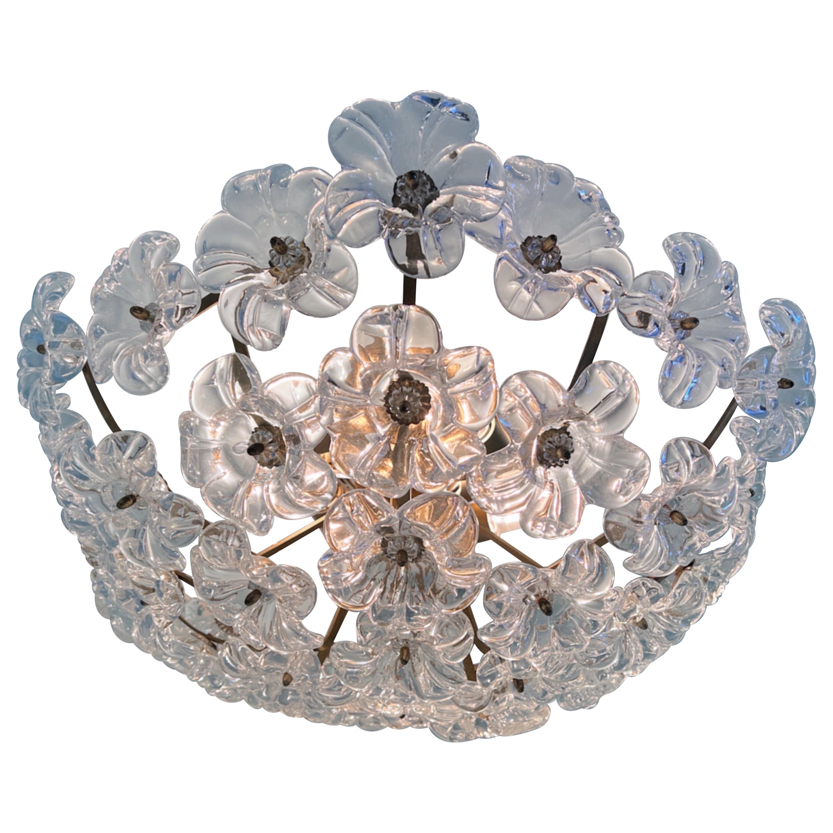 1970s Murano glass floral flush mount  For Sale