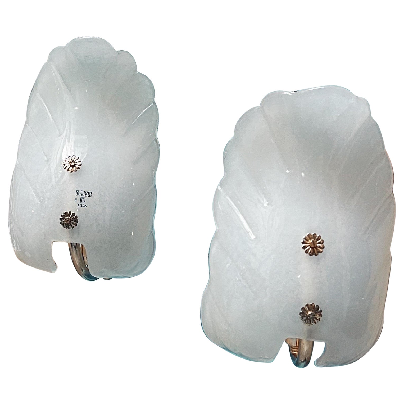 Pair of Murano glass shell shaped wall lights, 1980  For Sale