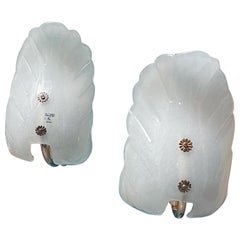 Pair of Murano glass shell shaped wall lights, 1980 