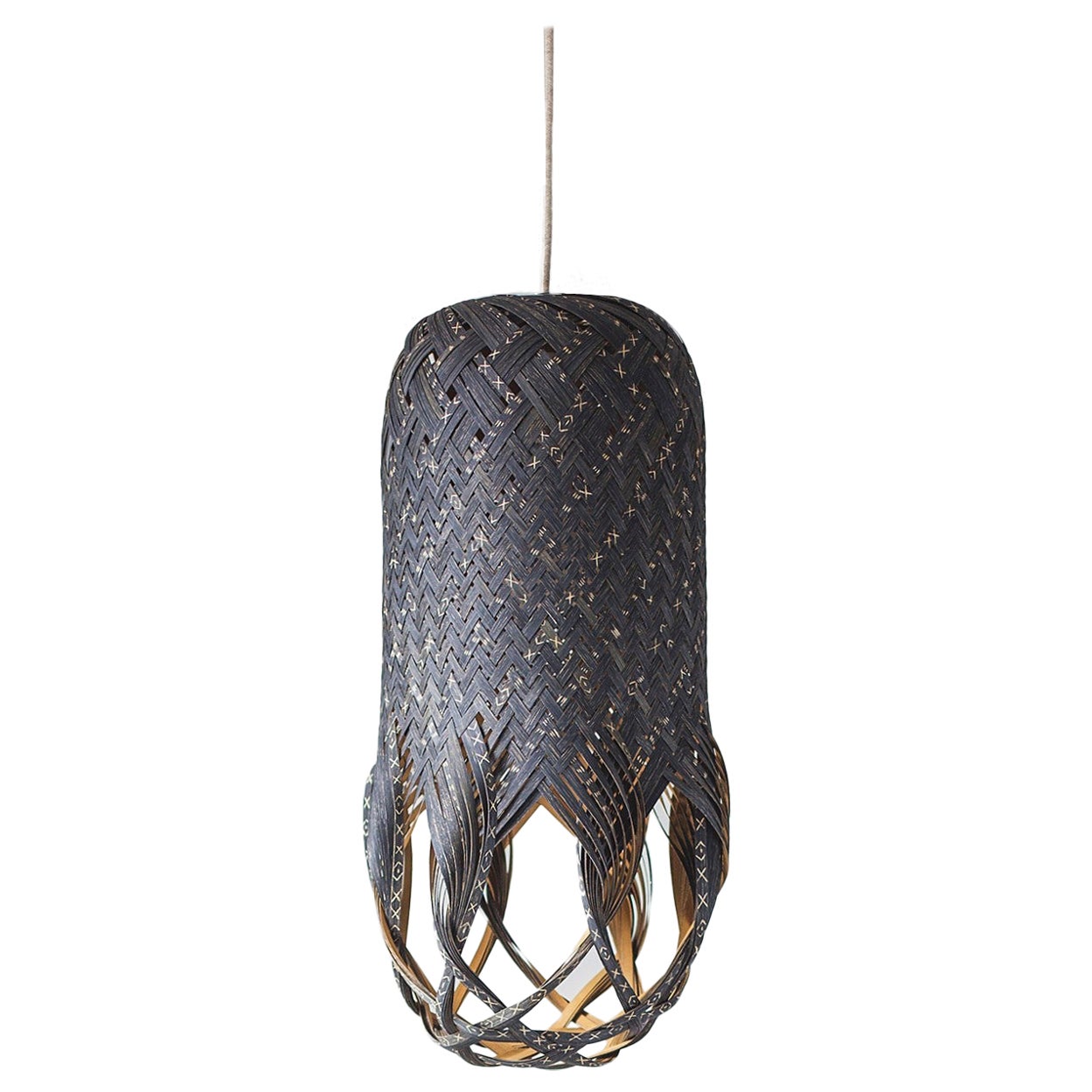 KUTCH01 Hand Woven Ebonised Oak Pendant Light