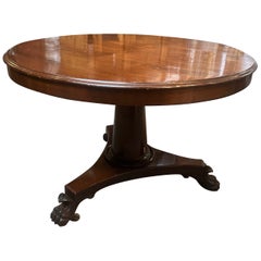 Antique 1840s Empire Veneered Mahogany Wood Sicilian Round Tilt-Top Table