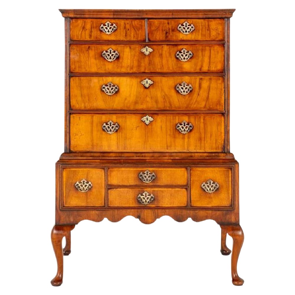 Georgian Chest on Stand Cabinet Antique Walnut For Sale