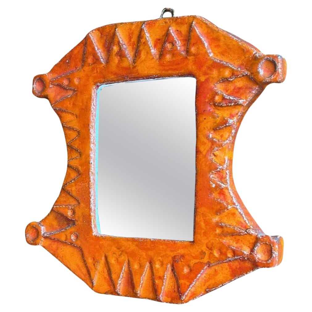 Ceramic mirror by Herlé Vallauris, France 1960's For Sale