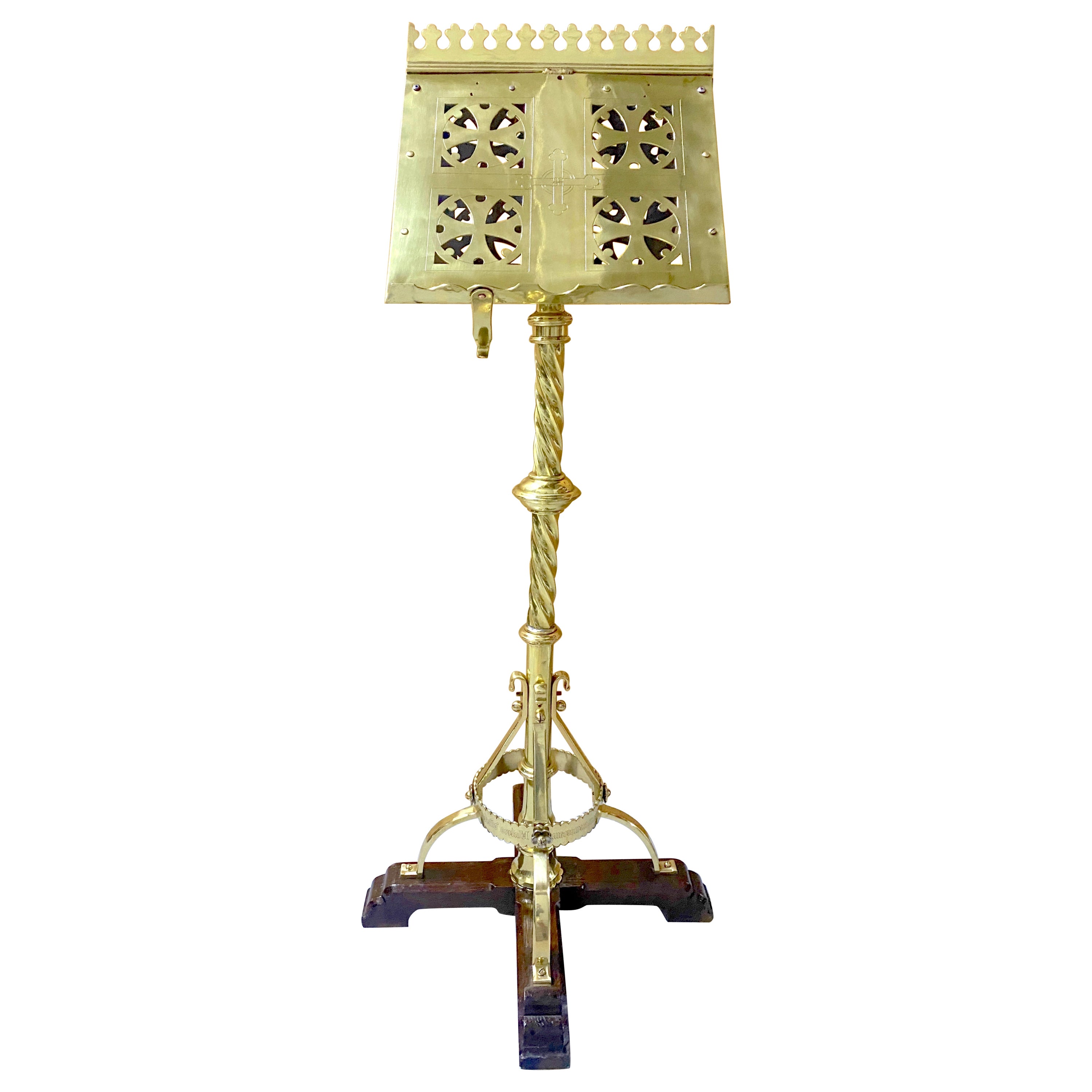 19th C. American Brass Ecclesiastical Revolving Dual Sided Lectern/ Music Stand