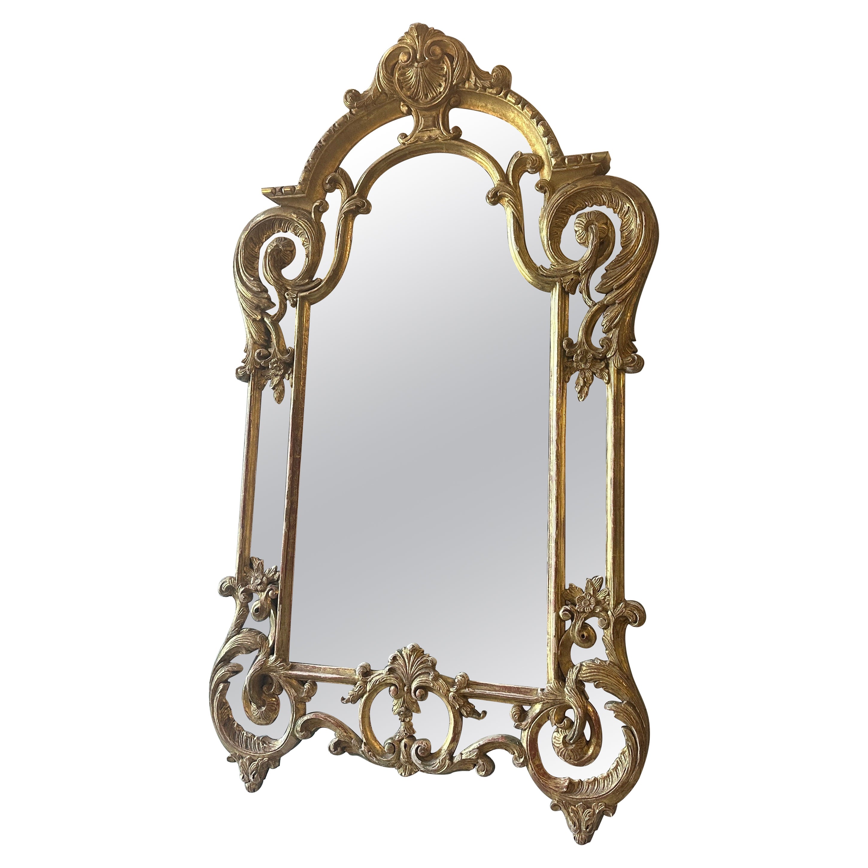 Late 19th Century Louis Philippe Gilded Wood Italian Wall Mirror For Sale