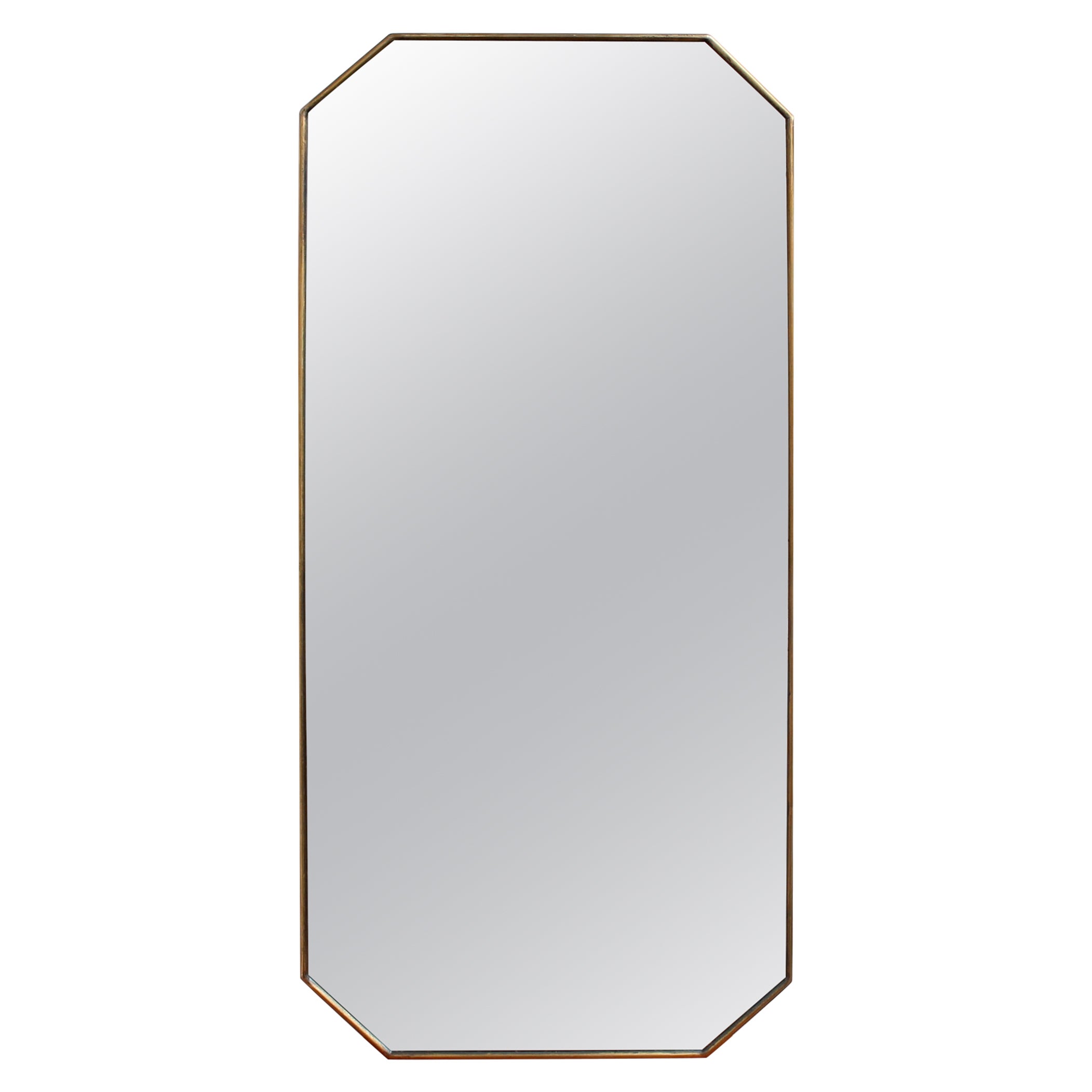 Mid-Century Italian Octagonal Mirror with Brass Frame (circa 1950s) For Sale