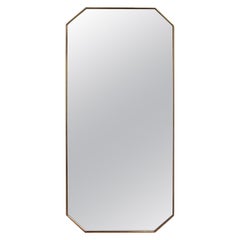 Retro Mid-Century Italian Octagonal Mirror with Brass Frame (circa 1950s)
