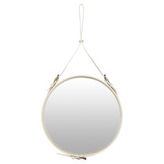 Jacques Adnet Medium Circulaire Mirror with Cream Leather