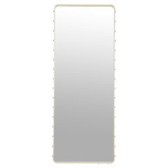 Large Jacques Adnet 'Rectangulaire Mirror' Wall Mirror in Cream Leather for GUBI