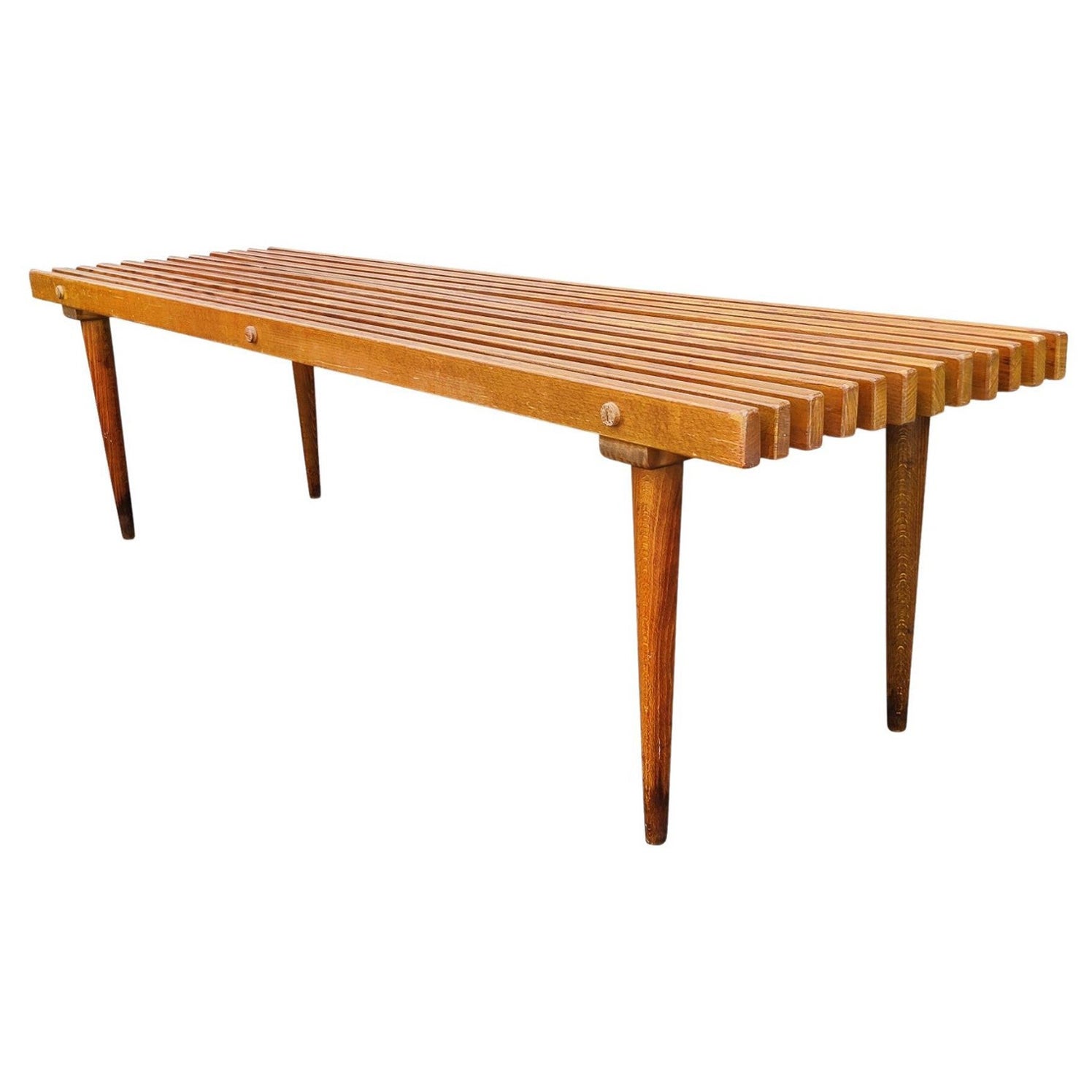 Mid-Century Modern Bench Cocktail Table Style of George Nelson Solid Beech 1950s For Sale