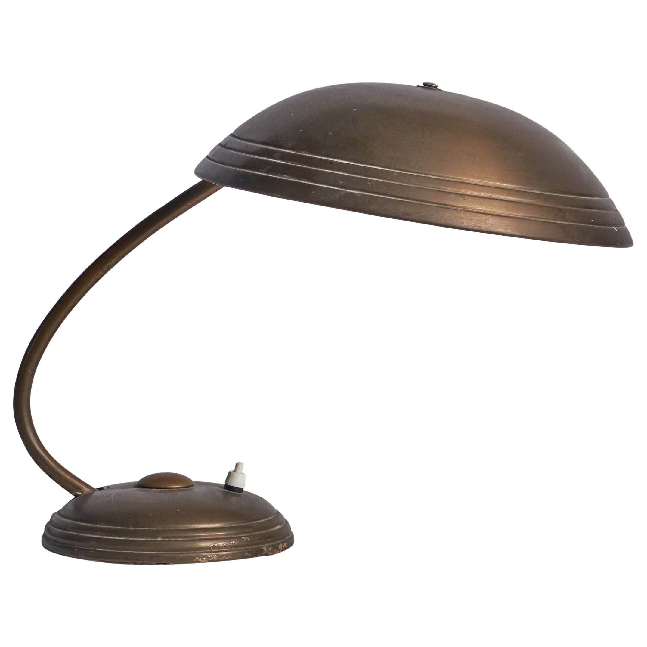 Helo Leuchten, Table Lamp, Brass, Germany, 1940s