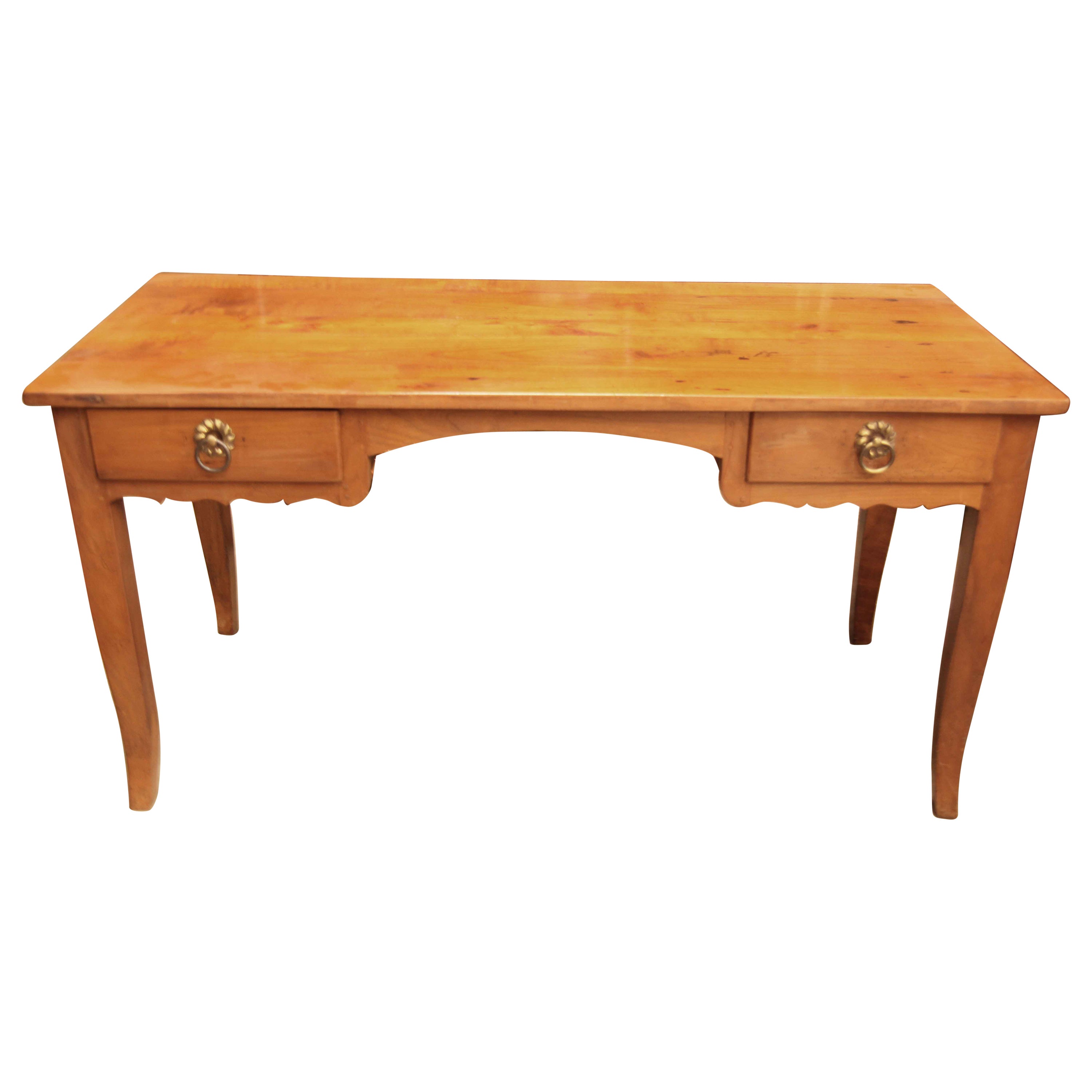 French Fruit Wood Two Drawer Desk  For Sale