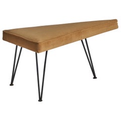 Sgabello di design americano, ferro, mohair, USA, anni '50