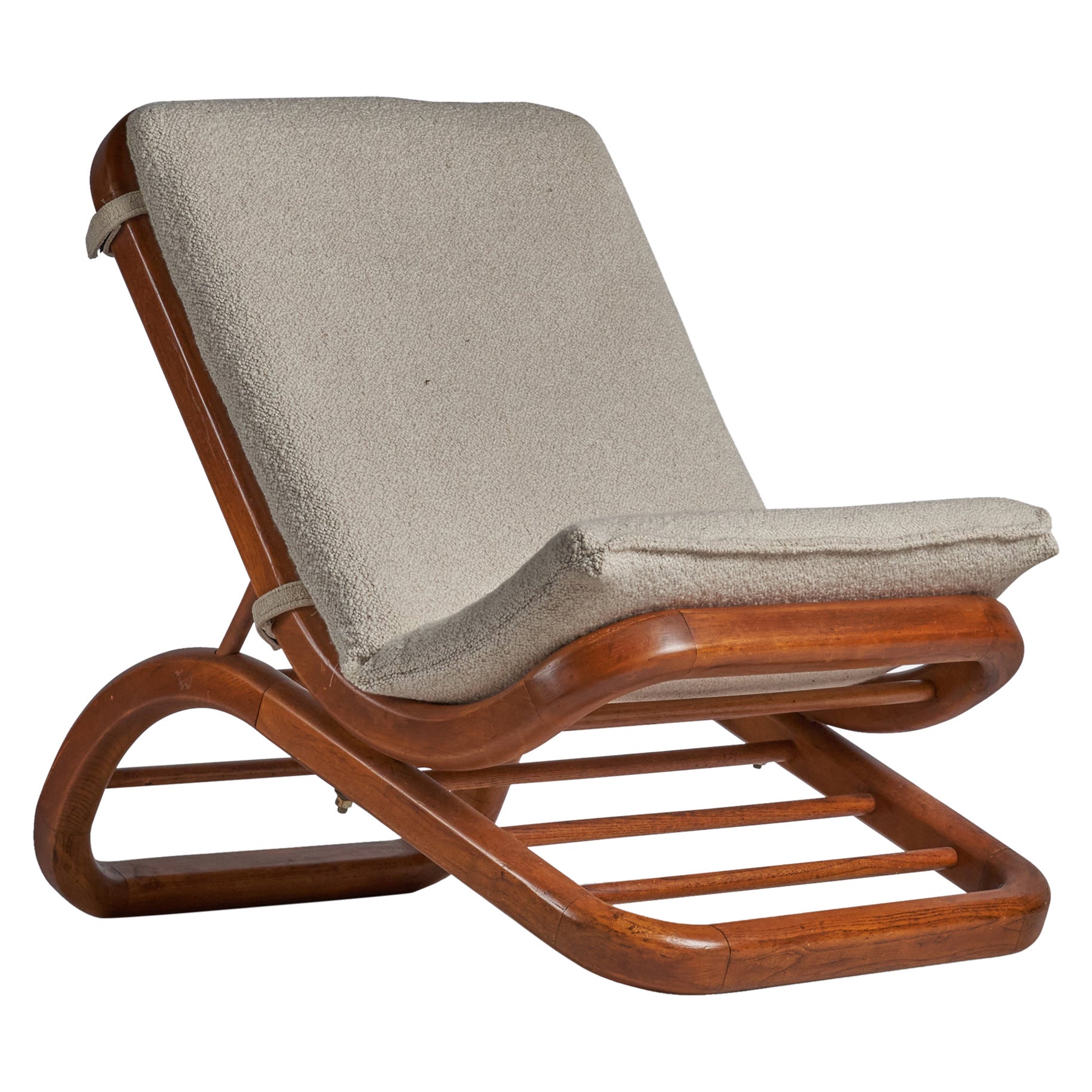 American Designer, Lounge Chair, Oak, Fabric, USA, 1950s