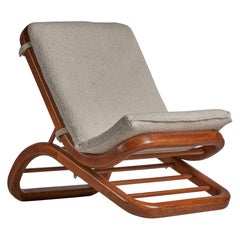 American Designer, Lounge Chair, Oak, Fabric, USA, 1950s