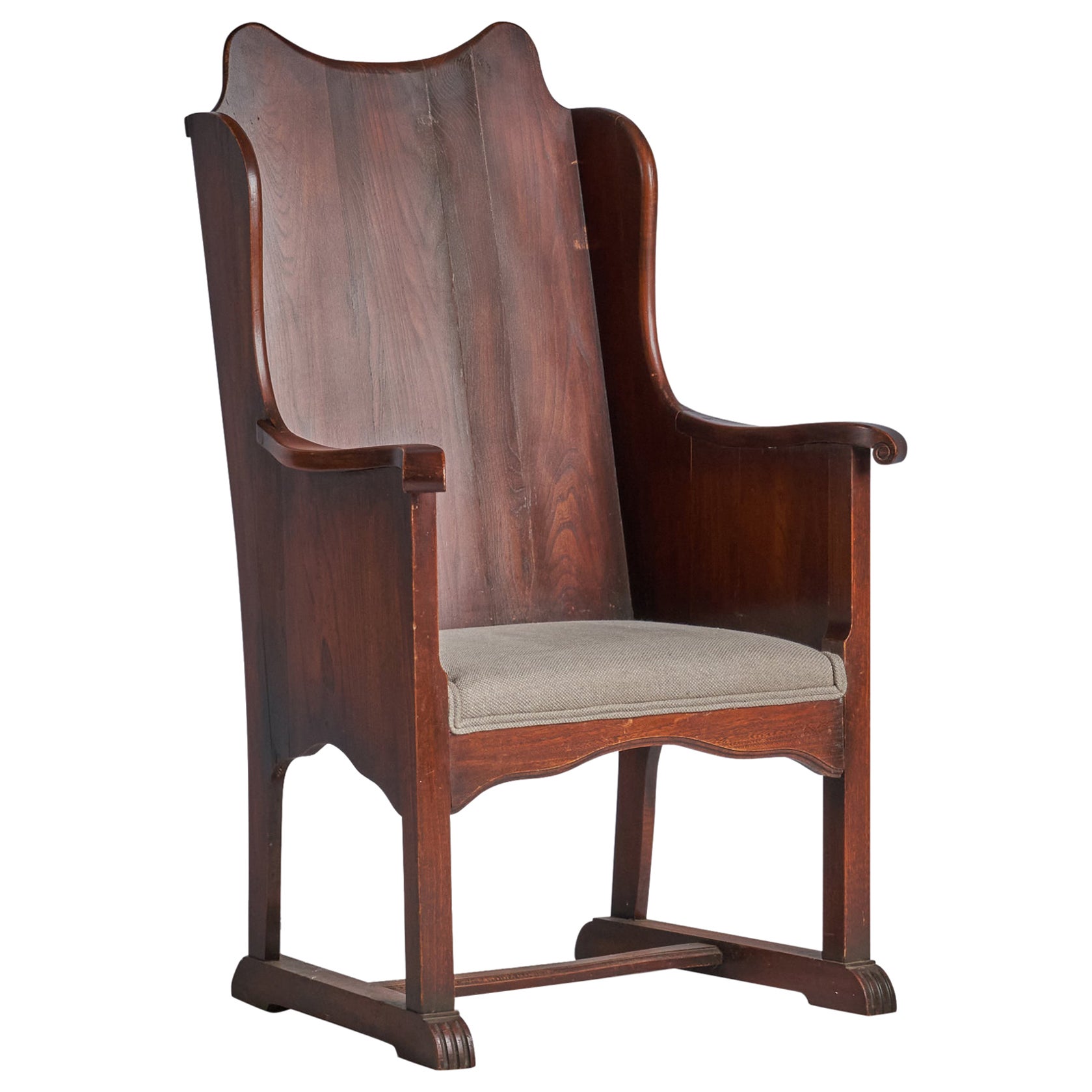 American Designer, Chair, Oak, Fabric, USA, 1930s For Sale