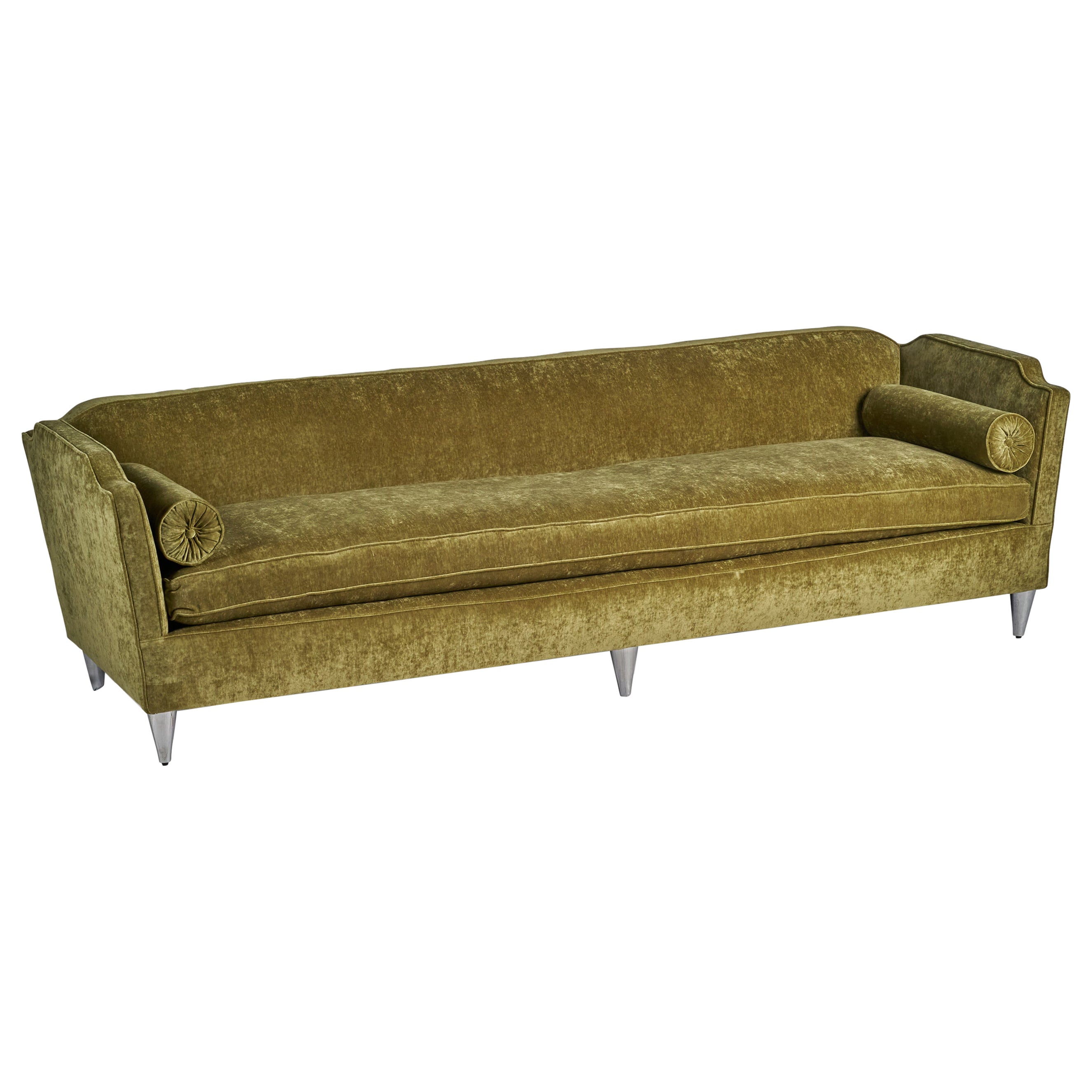 American Designer, Sofa, Fabric, Aluminium, USA, 1950s For Sale