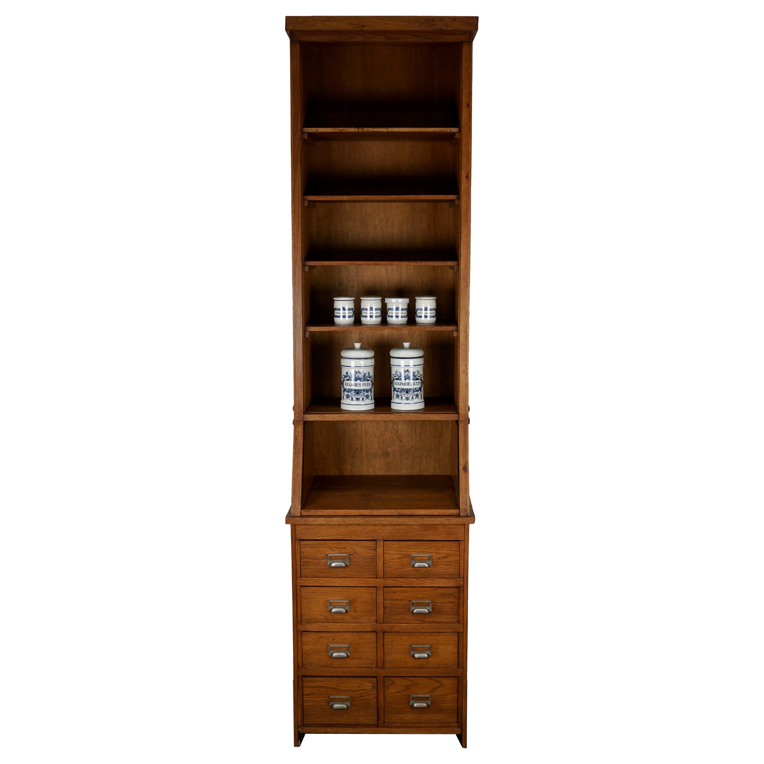 Dutch Oak Grocery Store / Apothecary Shop Cabinet, 1920/30s For Sale