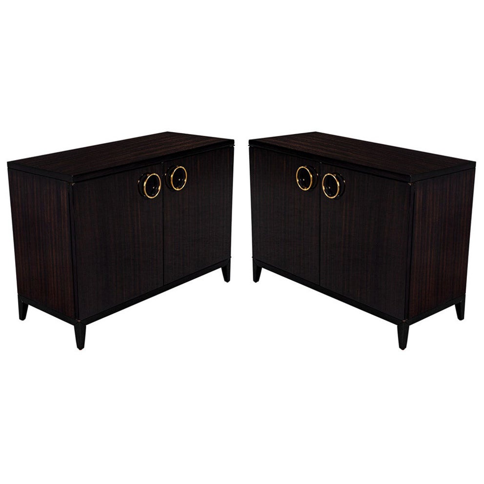 Pair of Modern Commode Chests in High Gloss Lacquer Finish For Sale
