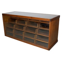 Retro Dutch Oak Haberdashery Cabinet or Shop Counter, 1960s