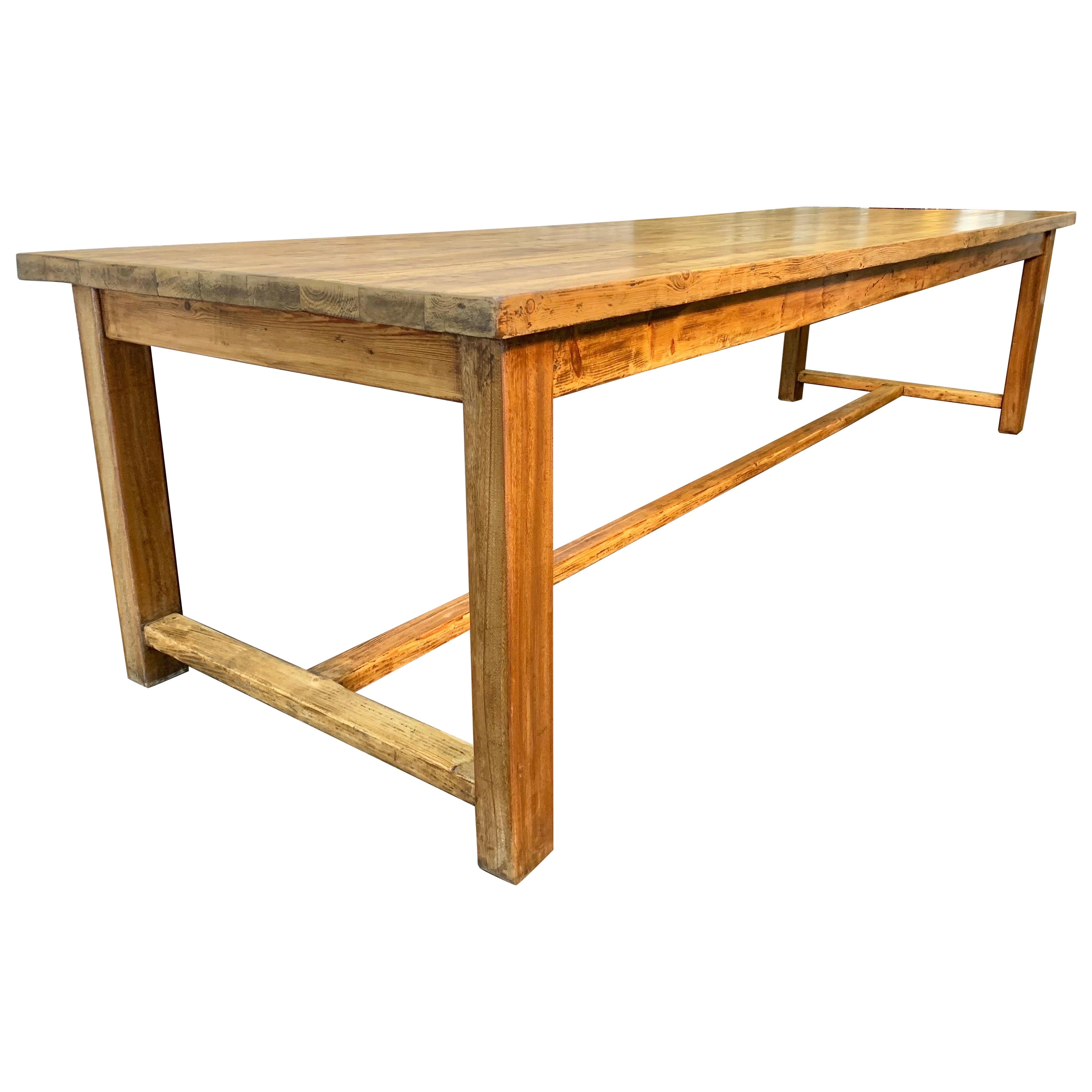 Late 19th Century French Pine Farm Table For Sale