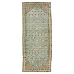 Handgefertigter antiker persischer Malayer-Wollteppich in Blau mit Allover-Motiv