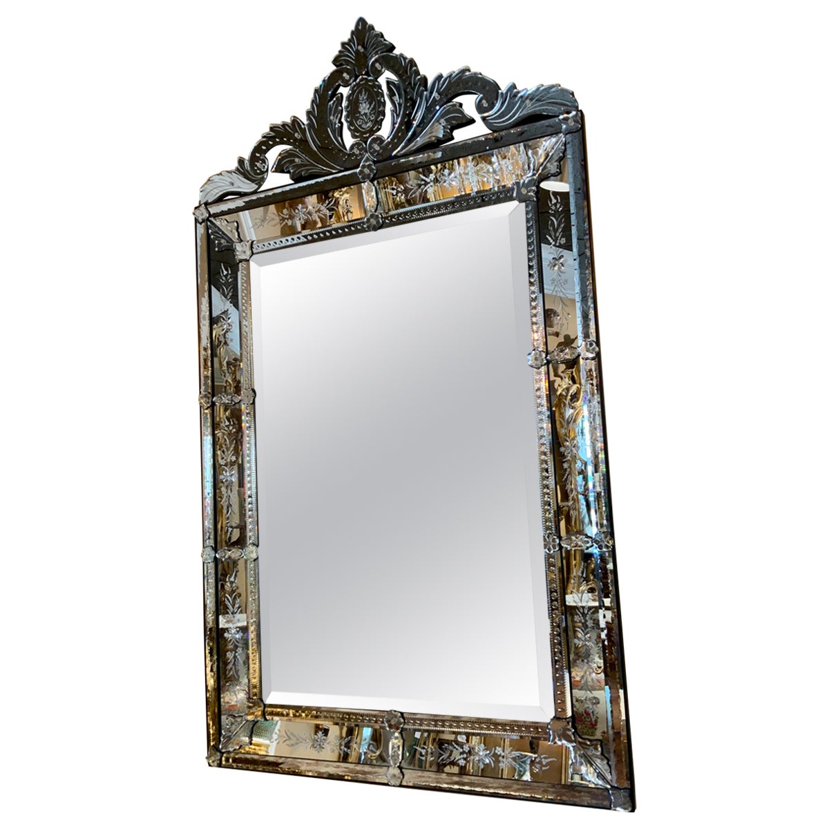Monumental Venetian glass mirror For Sale