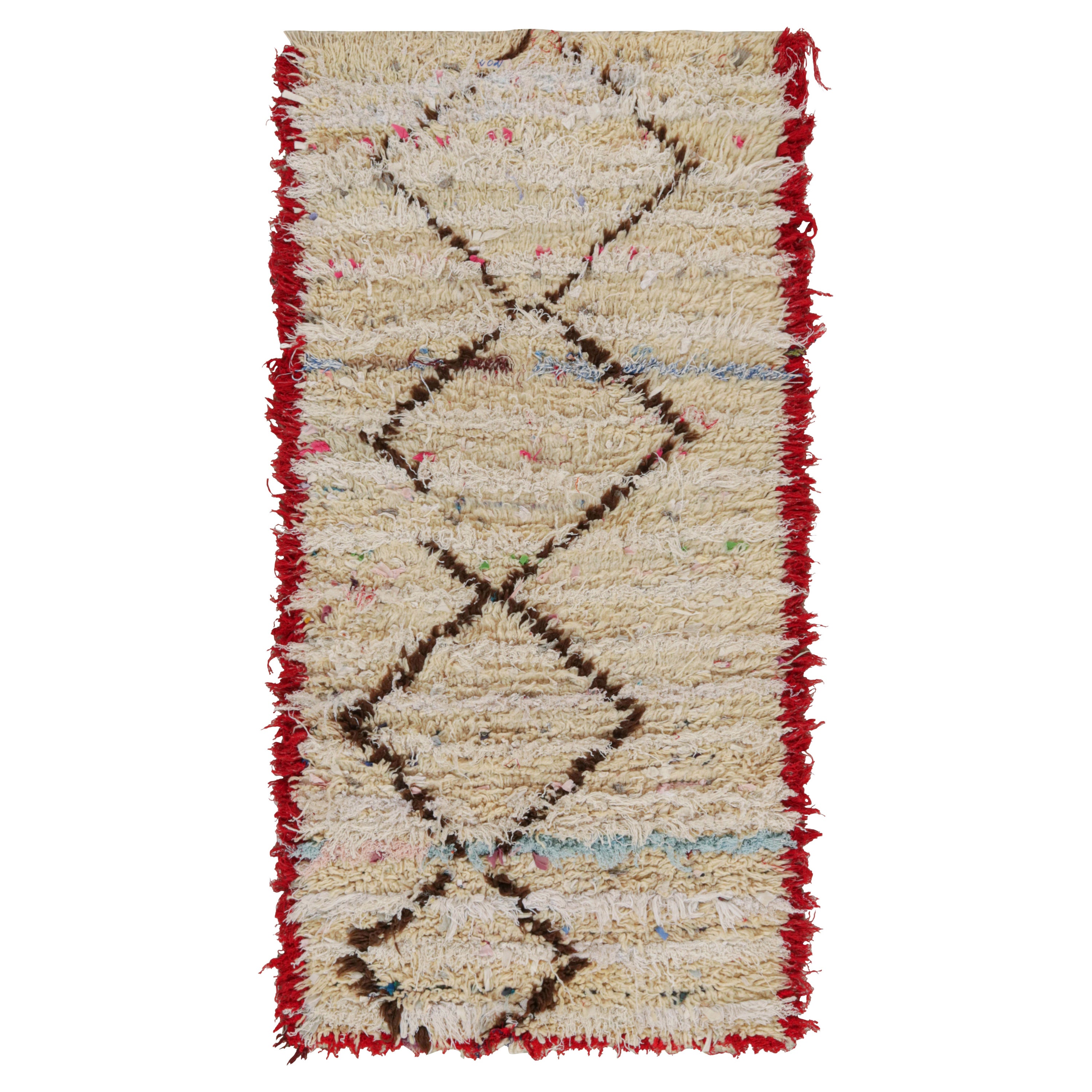 1950s Azilal Moroccan rug in Beige with Red-Brown Patterns by Rug & Kilim For Sale