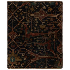 Antiker Bidjar-Perserteppich mit geometrischen Mustern in Blau-Braun von Rug & Kilim
