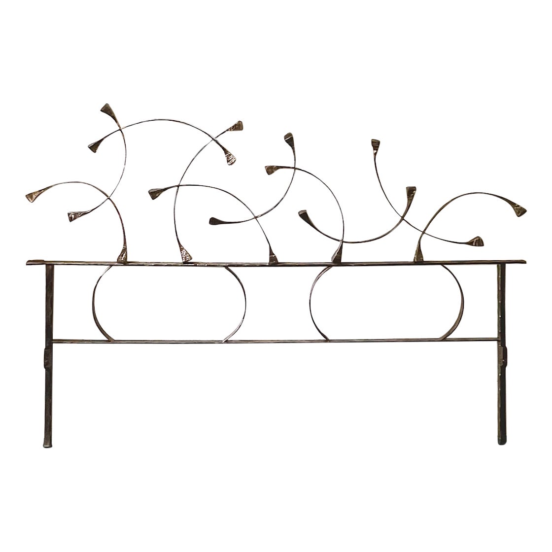 Headboard with Hand-Forged Sculpture by Marsura, Italy, 1970s For Sale