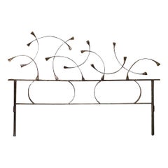 Headboard with Hand-Forged Sculpture by Marsura, Italy, 1970s