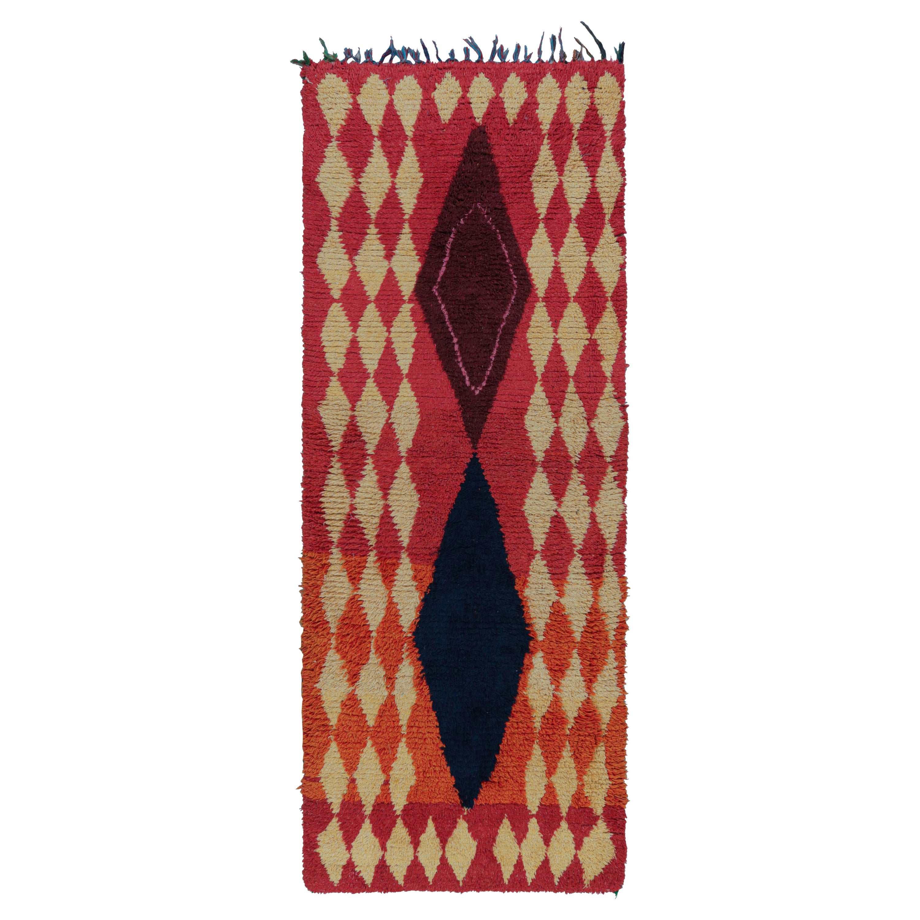 1950s Azilal Moroccan runner rug in Polychromatic Tribal Patterns by Rug & Kilim For Sale