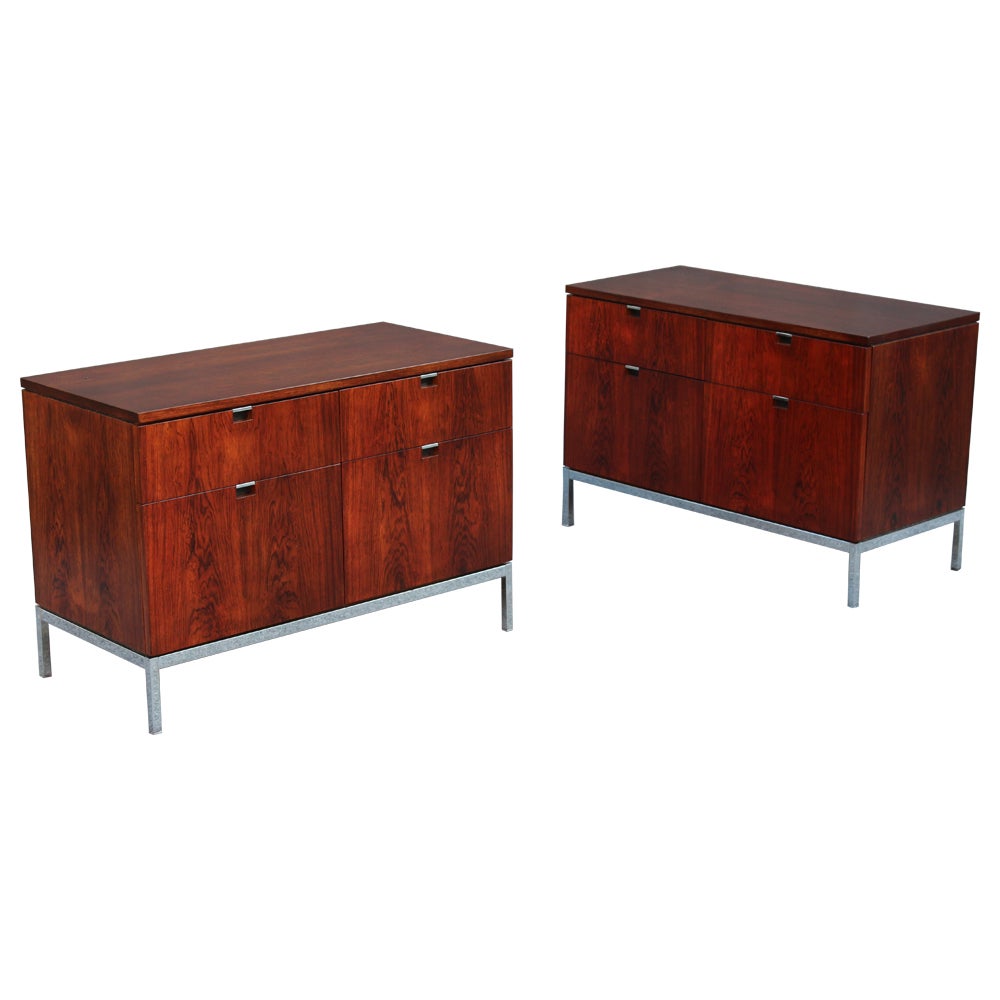 Professionally Restored Florence Knoll Custom Matched Set of Rosewood Cabinets For Sale