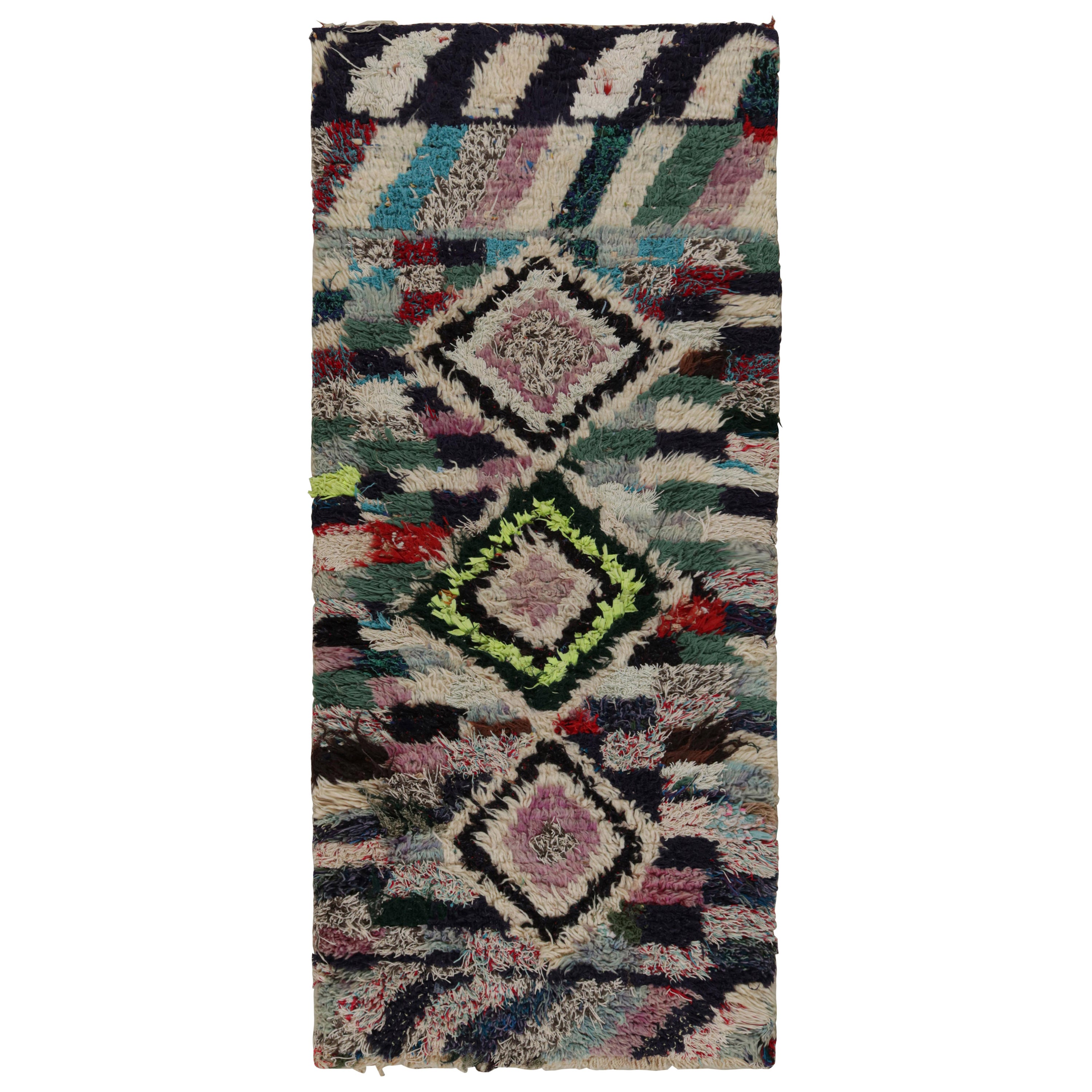 1950s Azilal Moroccan runner rug with Diamond Patterns by Rug & Kilim For Sale