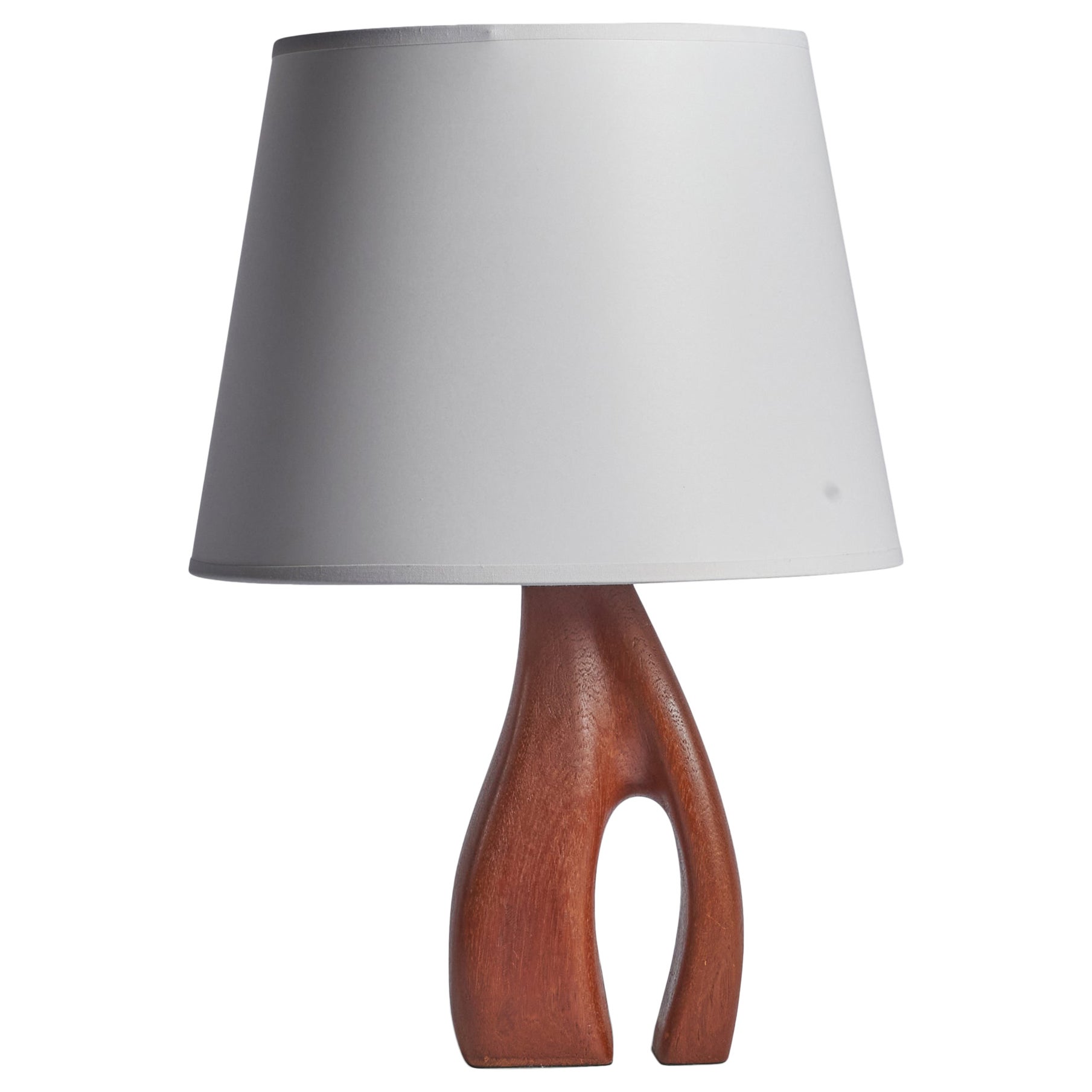 Swedish Designer, Freeform Table Lamp, Teak, Sweden, 1950s For Sale