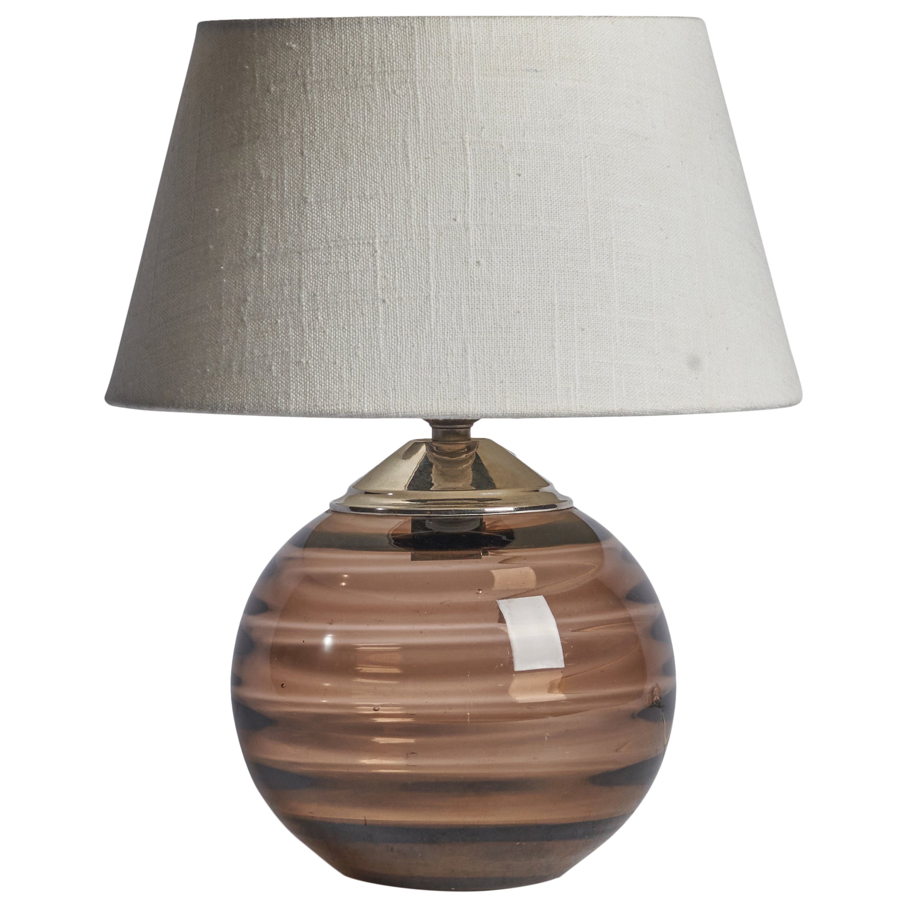 Edward Hald, lampada da tavolo, cromo, vetro, Svezia, anni '30