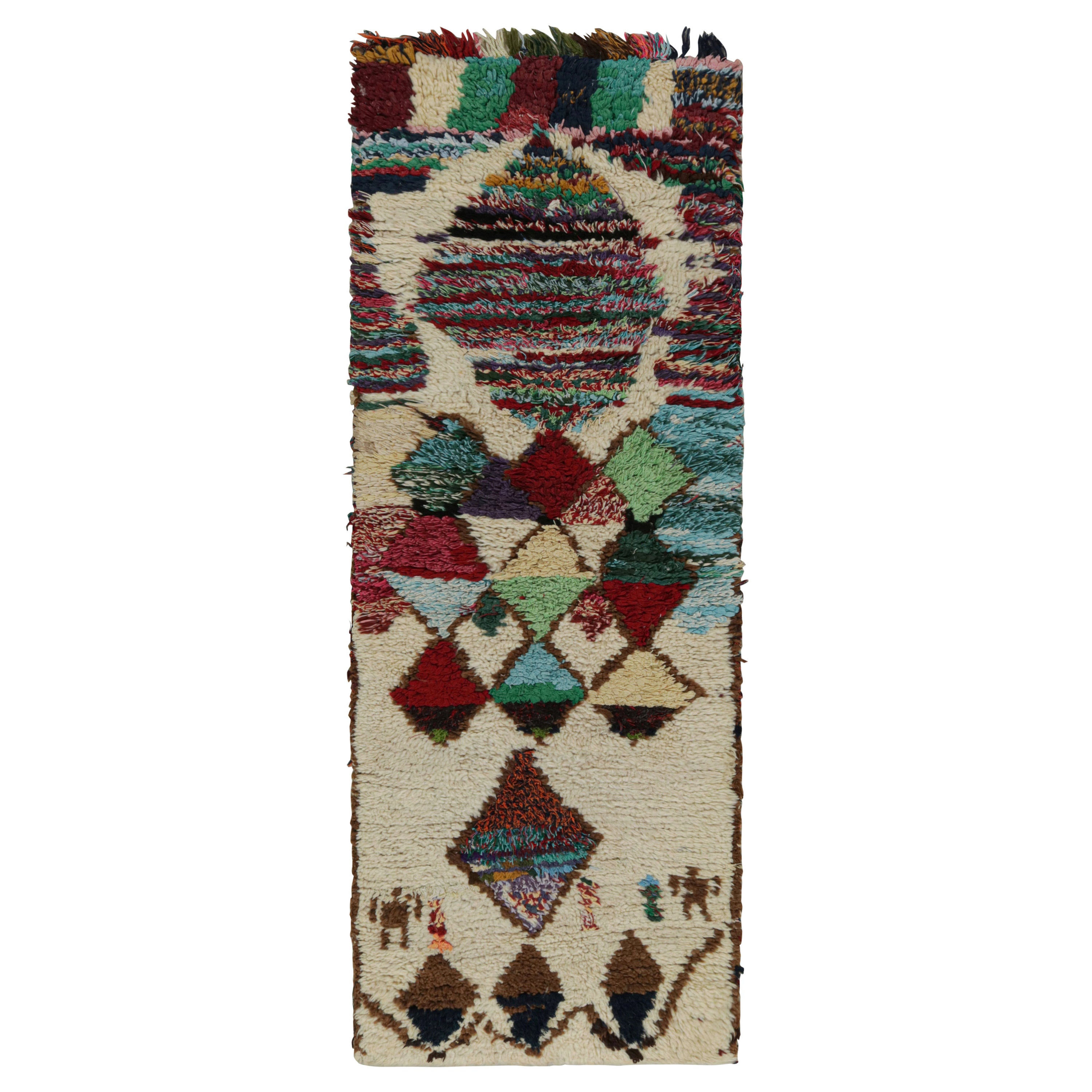 1950s Azilal Moroccan rug with Polychromatic Patterns by Rug & Kilim For Sale