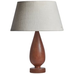 Schwedische Designerin, Tischlampe, Teakholz, Schweden, 1950er Jahre