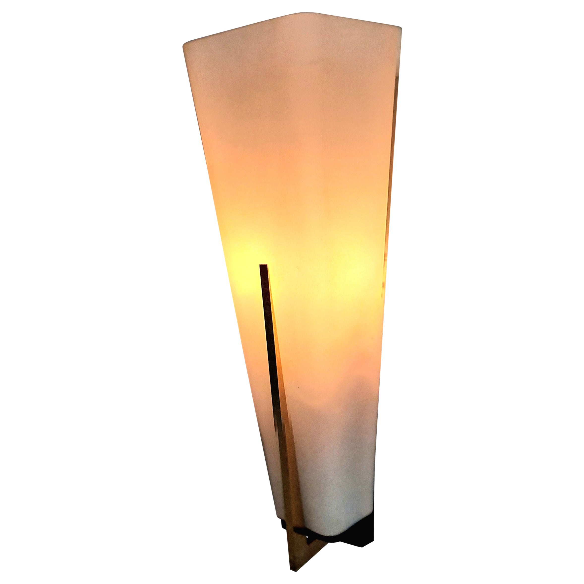Large Brass and Opaline GLass Wall Sconce by Stilnovo  For Sale