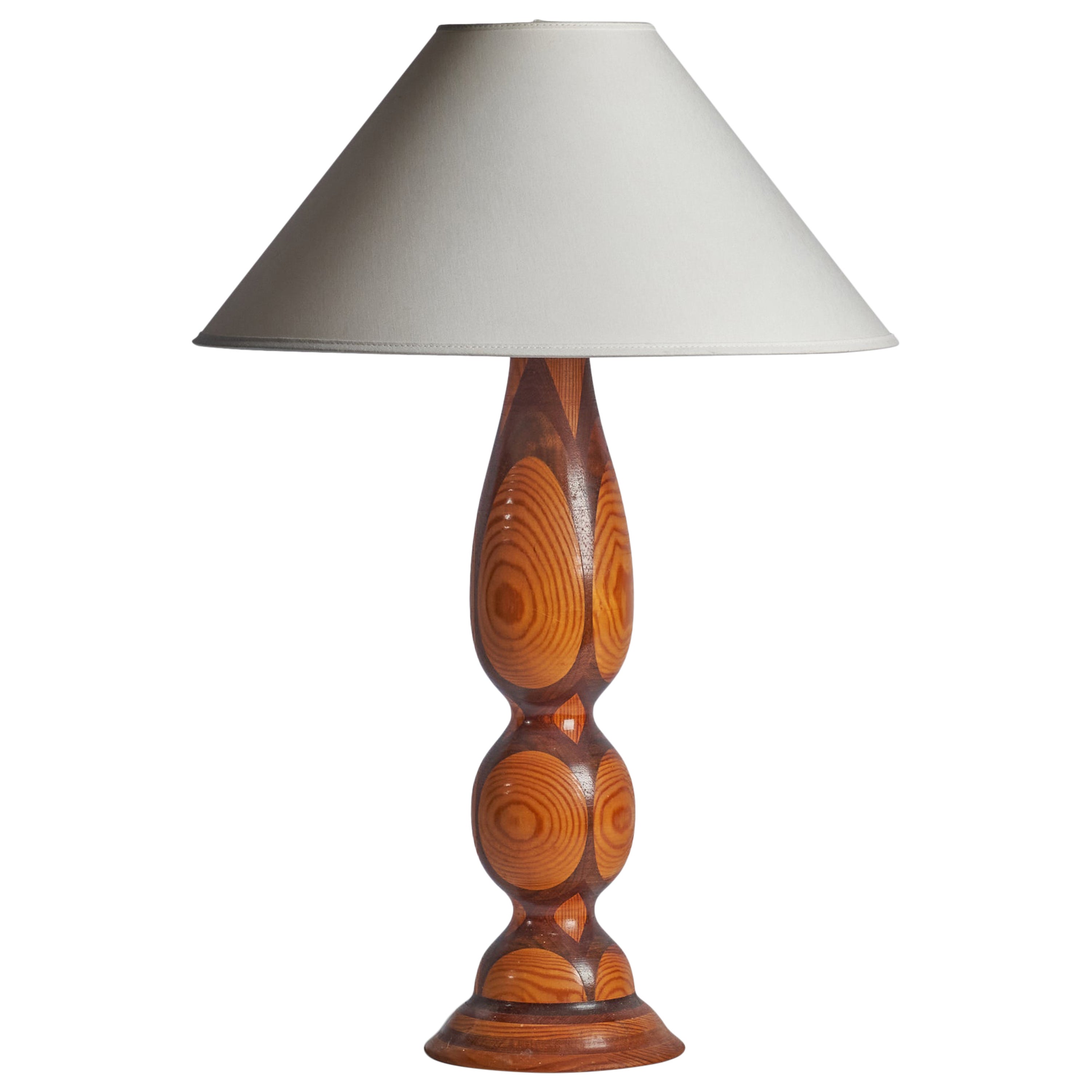 American Designer, Table Lamp, Pine, Walnut, USA, 1950s For Sale